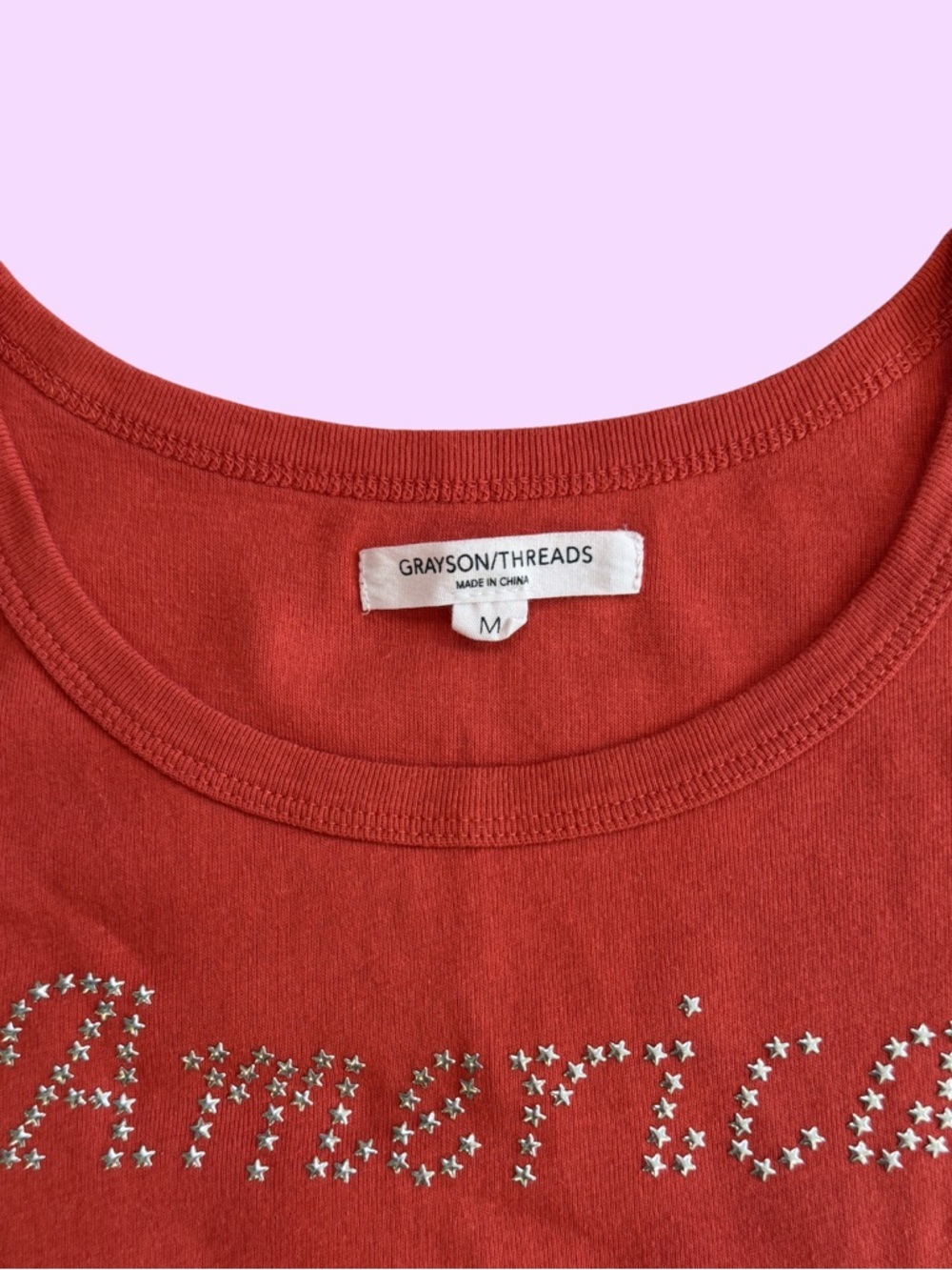 Grayson Threads Red Tank with Rhinestone 'America' Script - Picture 3 of 4